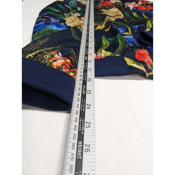 Gibson & Latimer Womens Floral Bomber Jacket Navy Blue Zip Up Medium LA3581SYP - Picture 4 of 10